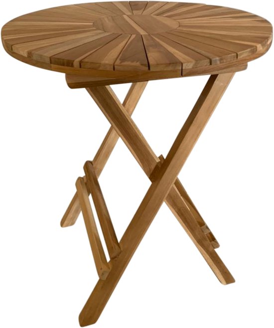AXI Gia Teak Tuintafel Rond – 60 x 60 x 75 cm – Opklapbaar – Ronde Klaptafel – Houten Tuintafel - Bruin - Voor 2 Personen - Voor Tuin, Terras en Balkon