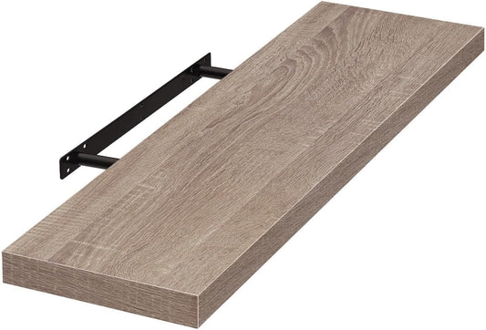 Eugad Wandplank Zwevend - Eiken - 120 x 22,9 x 3,8 cm - MDF Hout - Verborgen Wandmontage
