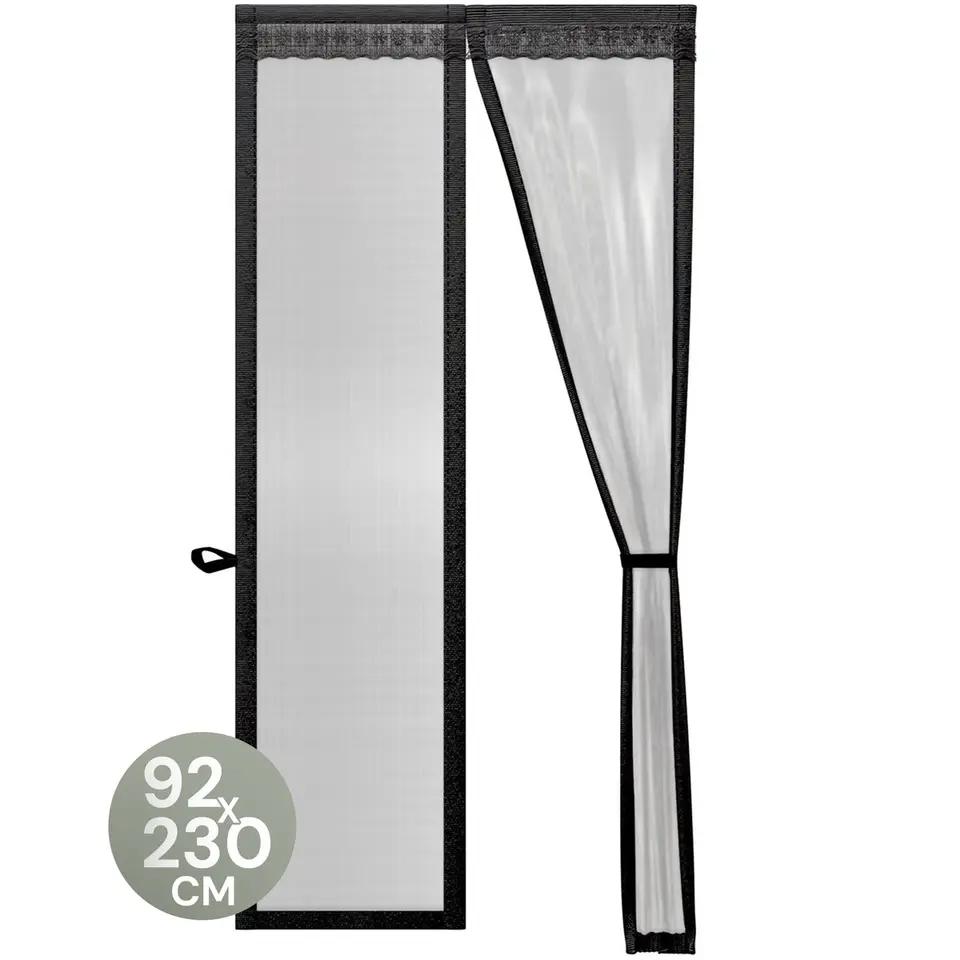 O'DADDY Deurgordijn Deluxe Fiber Magnetisch Vliegengordijn – Voorzien Van Zelfsluitend Mechanisme En Geen Zichtbare Banen En Complete Klittenband Bevestiging – Voor Kinderen En Huisdieren – Zwart Glasvezel – 92 x 230 cm
