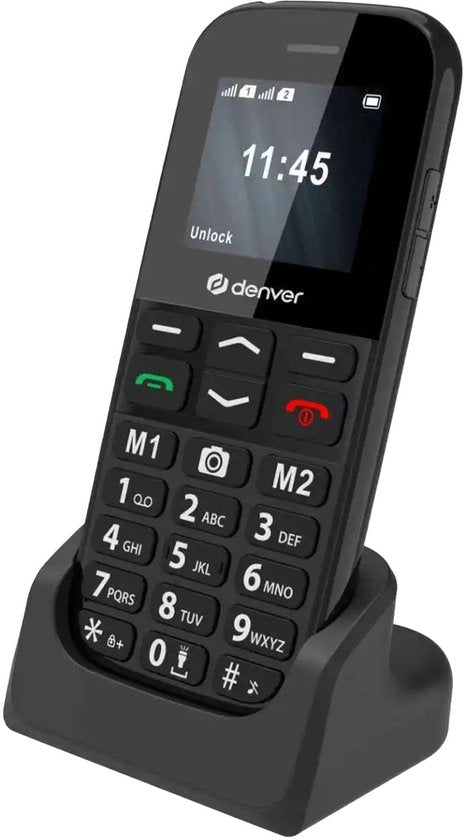 Denver Senioren Mobiele Telefoon 4G - Grote Toetsen - SOS knop - Smartphonevrij opgroeien - Oplaadstation - GSM - Bluetooth - FM Radio - Volledig NL en FR - Model 2026 - BAS18800L