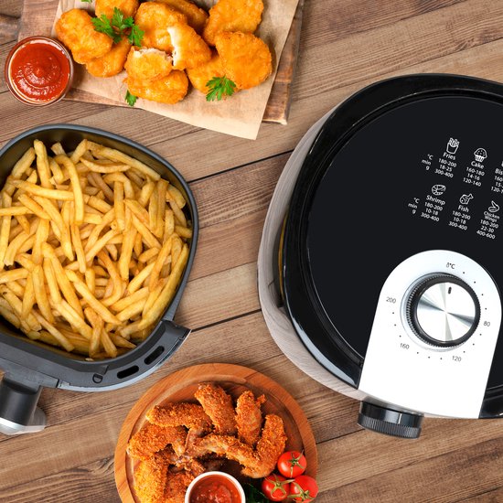 alpina Airfryer 2L - Heteluchtfriteuse 1-4 Personen - Air Fryer met Timer - Instelbare Temperatuur 80 tot 200 Graden - met Timer Functie - Heteluchtoven 900W