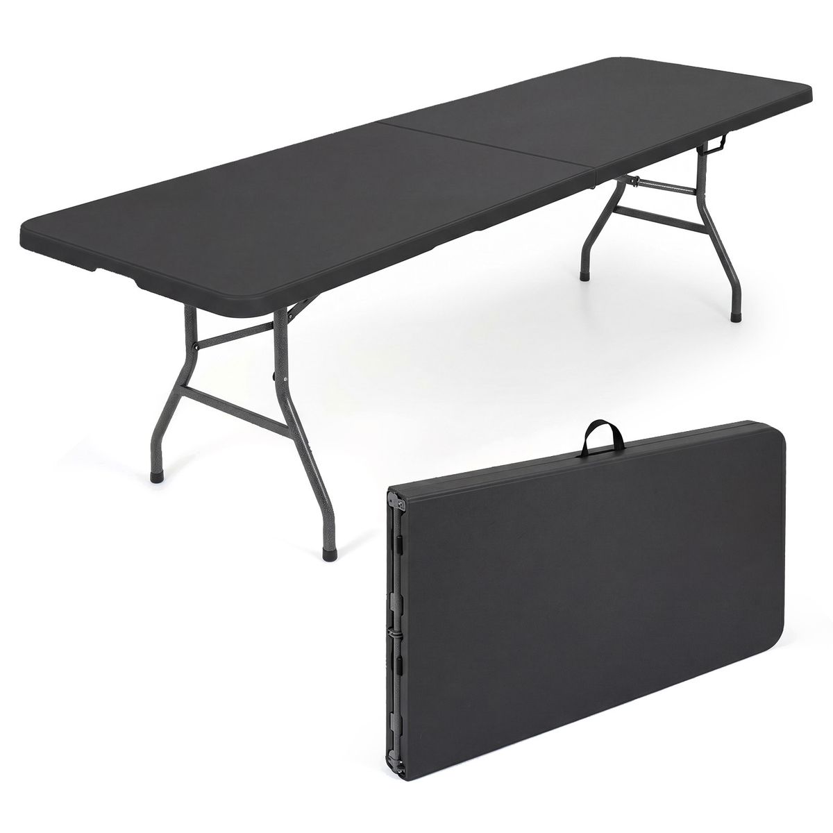 Coast Inklapbare Tuintafel - geschikt voor 10 personen - draaghandvat - zwart - 244 x 75 cm