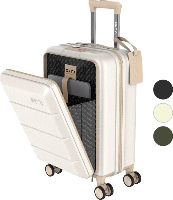 ONYX® - Handbagage koffer 35 L - Stille spinner wielen - Lichtgewicht trolley - Dubbel TSA slot - Praktisch voorvak - 55 cm - Beige