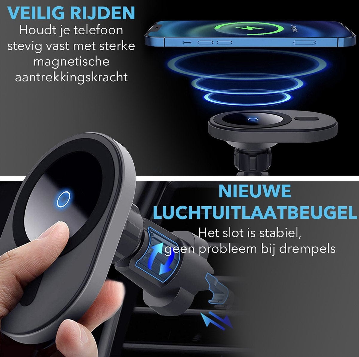 MagSafe Autohouder – Magnetische Telefoonhouder voor Auto – Universeel en Stevig