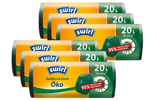 Swirl - Oeko - afvalzakken - trekband - 6x - 20L -18 zakken per rol