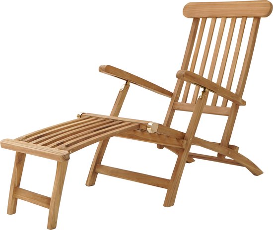 AXI Costa Deckchair Ligstoel Teak – Houten ligbed – Rugleuning met 4 standen - 170x59cm