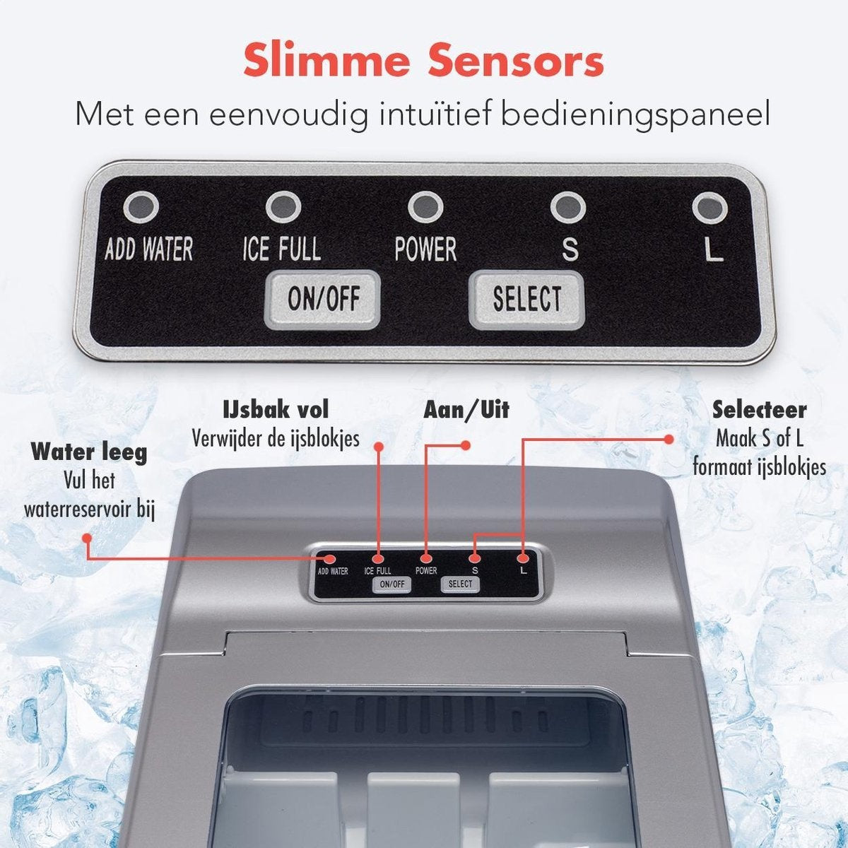 KitchenBrothers - IJsblokjesmachine inclusief ijsschep - 2 Liter - Zilver