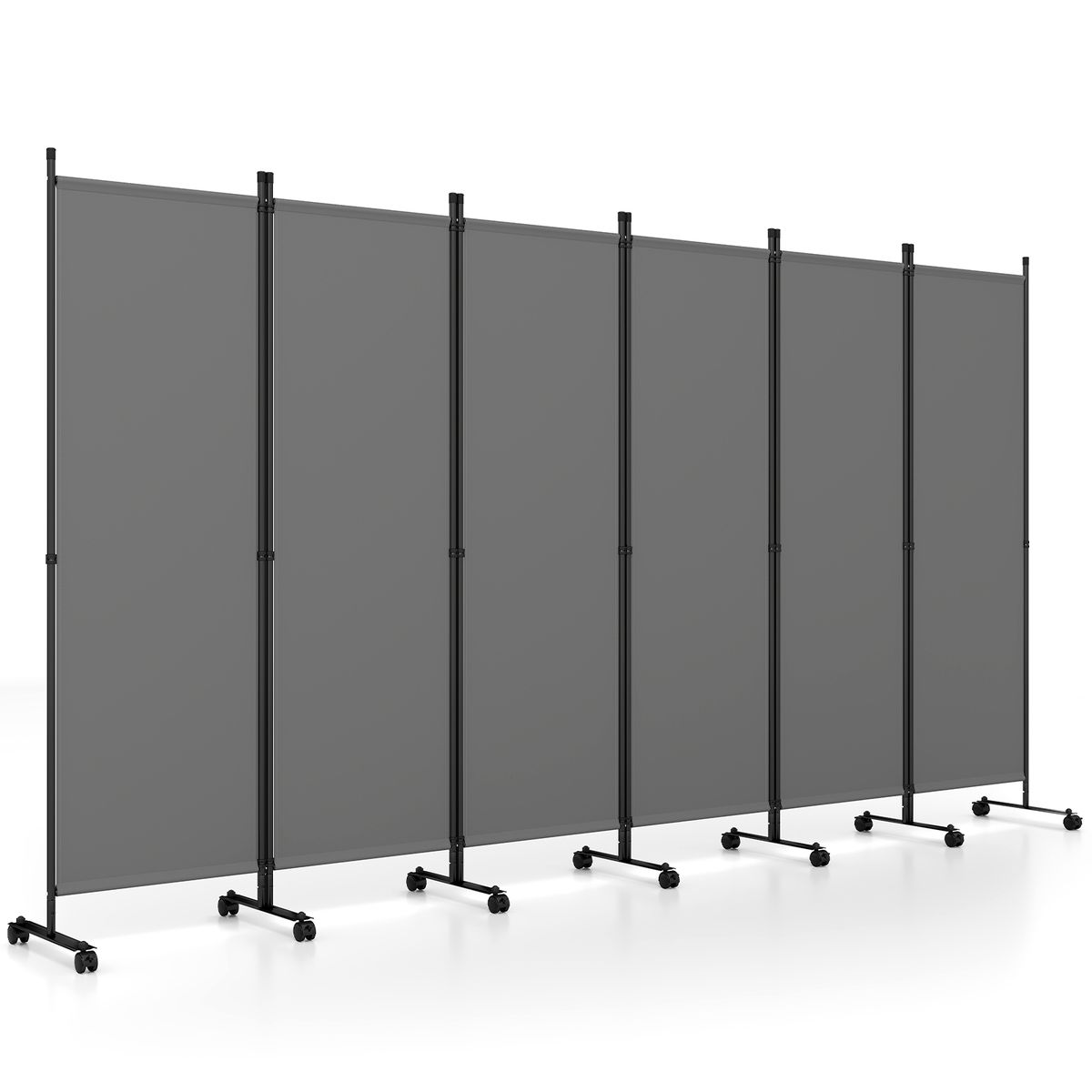 Coast Kamerscherm op wieltjes - 6 panelen - opvouwbaar en flexibel - grijs