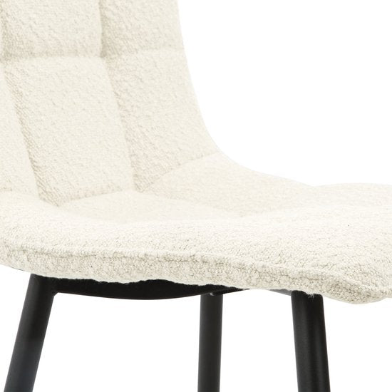 Multifurn Eetkamerstoel - Boucléstof & Foam - Ivoor - 55x45x89cm