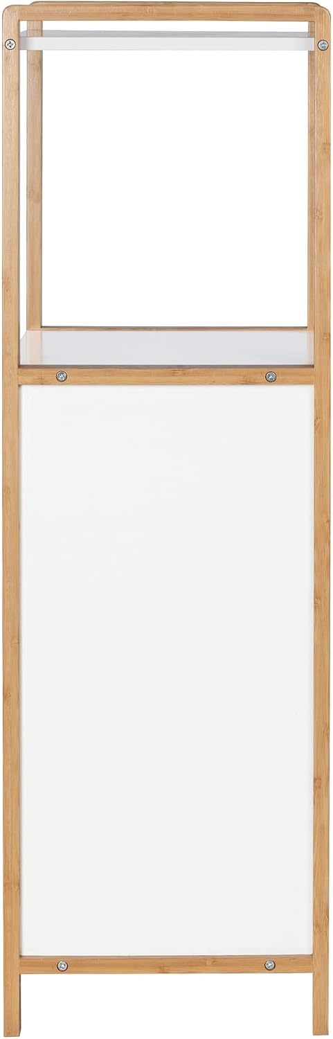 Wenko Finja Wasmand met Rek – Bamboe/Wit – 40 x 95 x 30 cm