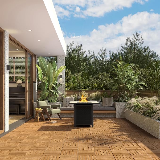 Yaheetech Terrastegels Acaciahout met Kliksysteem - 27 stuks - 30 x 30 cm - 2,6 m² - Houtkleur