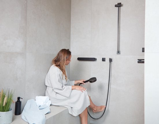 VITILITY ID Wandbeugel - Charcoal black - Toiletbeugel - Zwart 35 cm