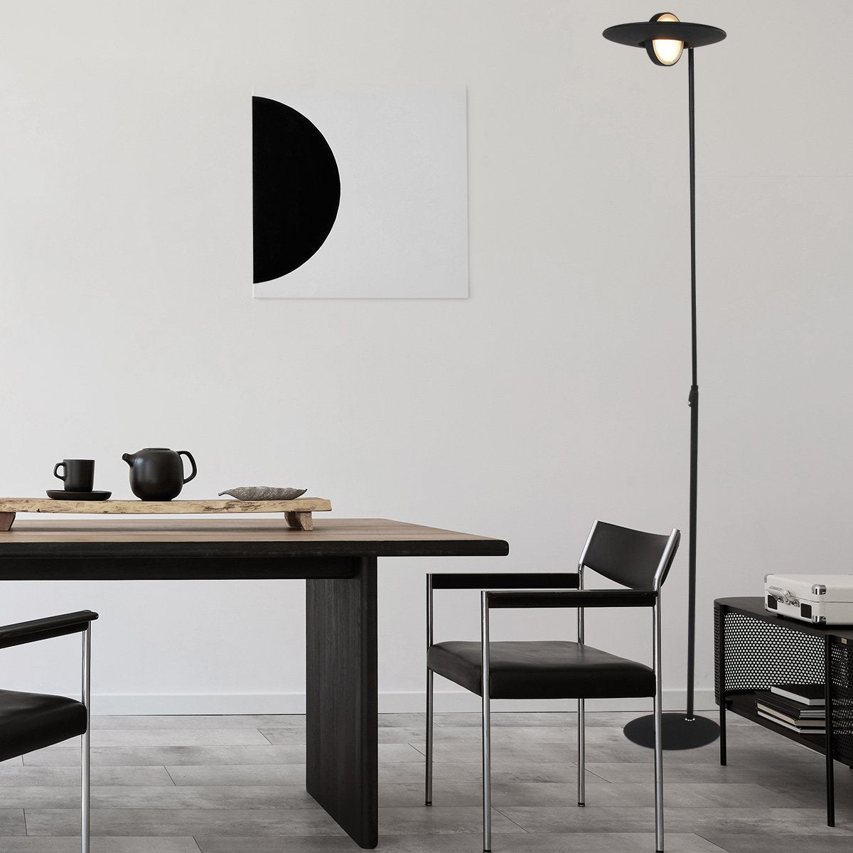 Vloerlamp Zenith LED 1477ZW zwart, hoogte 185 cm, kunststof en metaalmateriaal, kantelbaar, Steinhauer Exclusive