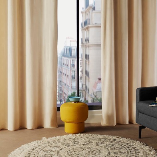 Atmosphera gordijn lilou - L260 x B140 cm - ivoor wit - polyester - met ringen