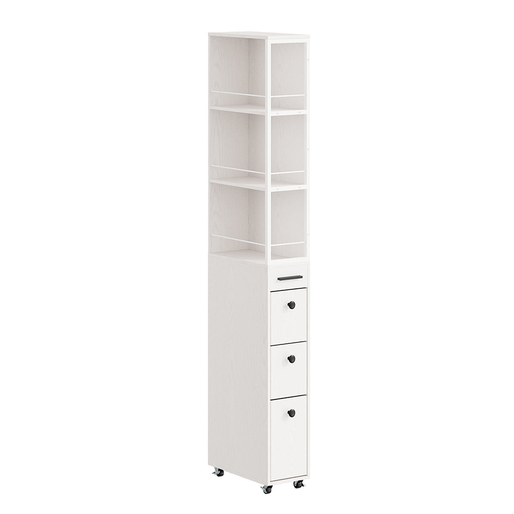 SoBuy Niskast Smal - 4 Wielen en 3 Laden - 40x20x170 cm