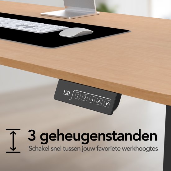 Infinity Goods Zit Sta Bureau Elektrisch Verstelbaar - 140 x 60 CM - Geheugenfunctie - Houtkleur