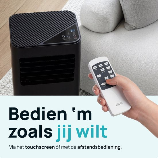 MOA Mobiele Airco - 9.000 BTU - 3-in-1 - Met Afstandbediening - Tot 30m² - Airconditioner met Ontvochtigingsfunctie - Raamafdichtingskit - Zwart