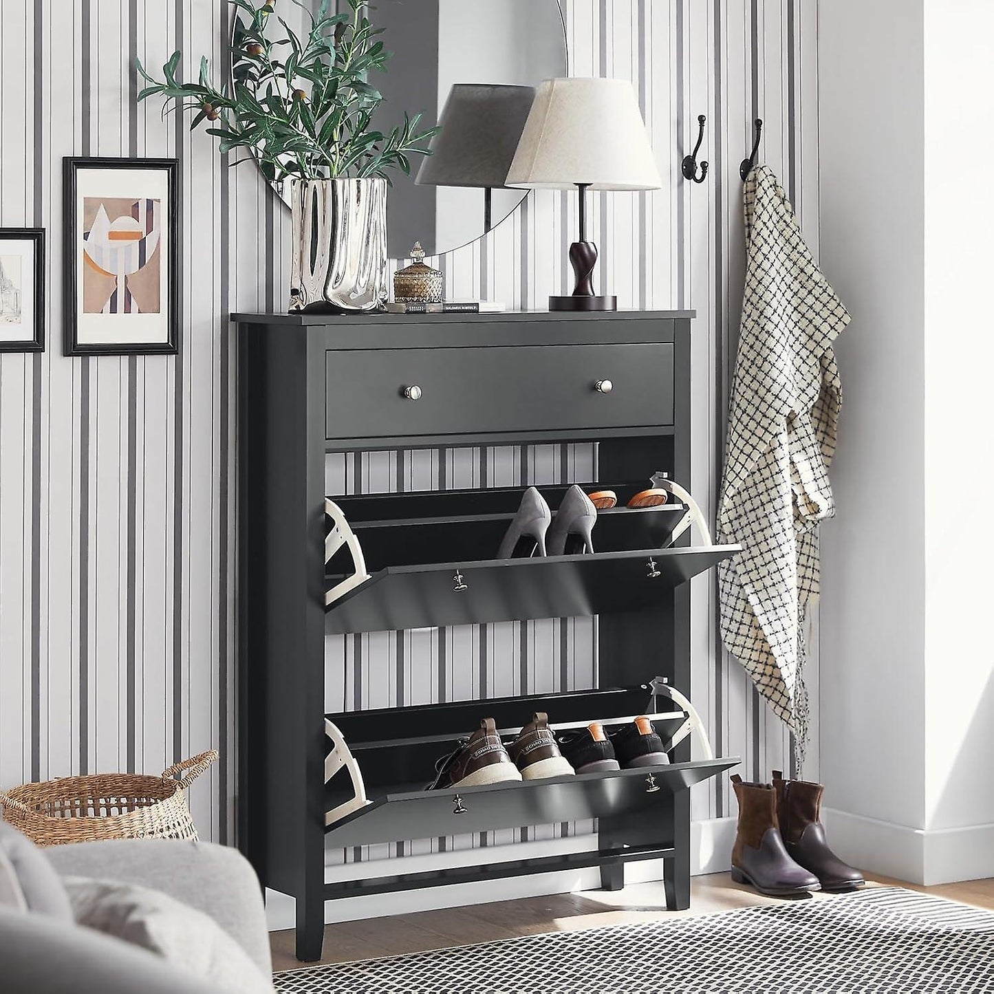 SoBuy - Schoenenkast - Zwart - 78x24x108 cm