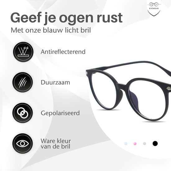 LC Eyewear Beeldschermbril - Blauw Licht Bril - Incl. Brillenkoker - Unisex - Mat Zwart