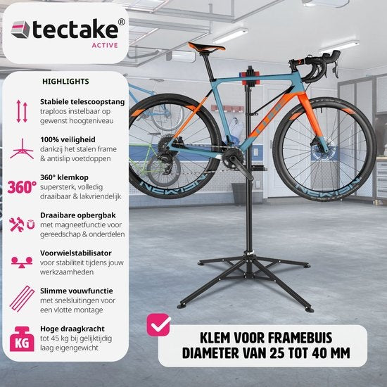 tectake® - Fiets reparatiestandaard fietsmontagestandaard e-bike Philipp - 402899