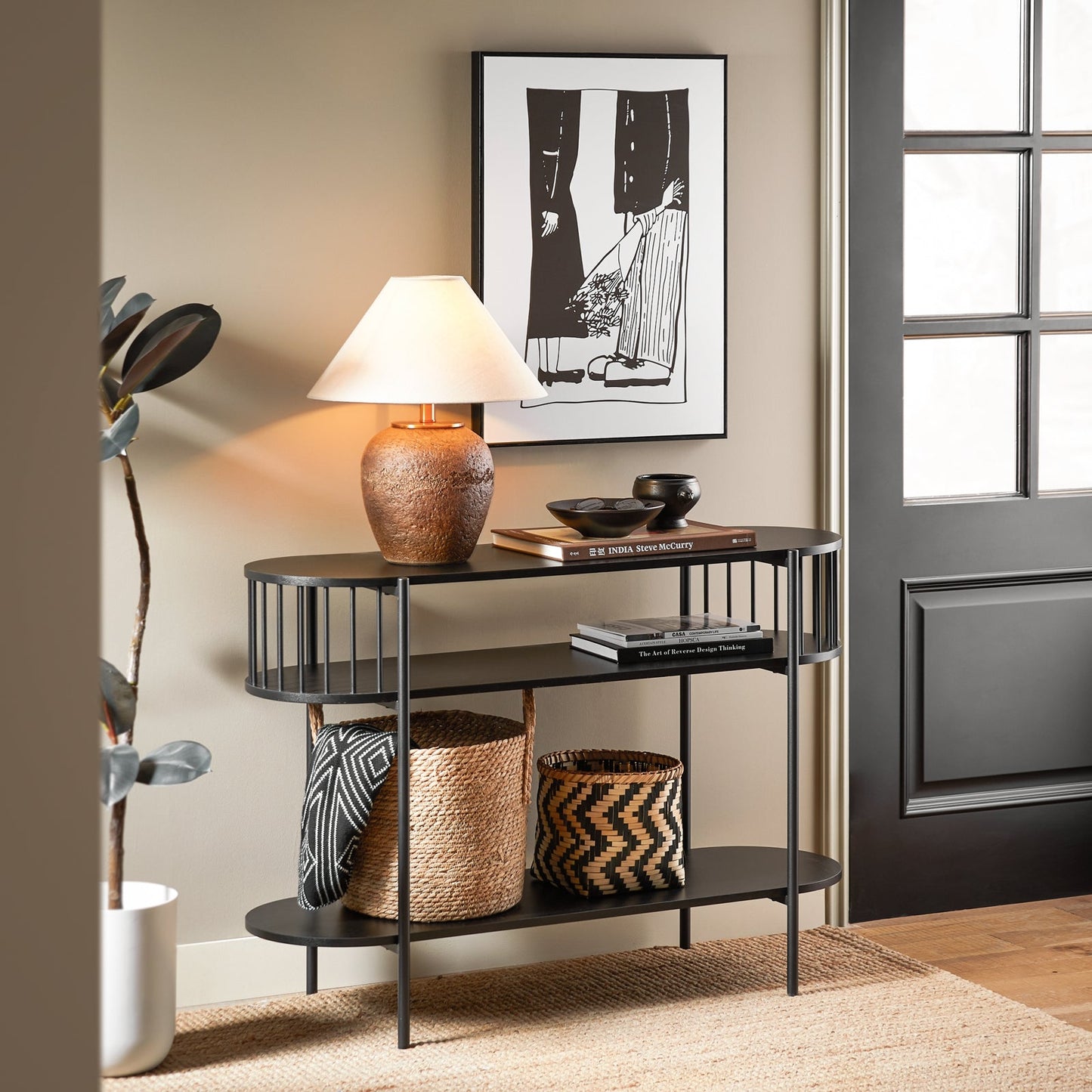 SoBuy Consoletafel – Met 3 Niveaus – max. 75 kg – 110 x 39 x 76 cm – Zwart