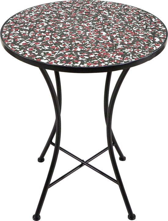 AXI Amélie Bistroset Mozaïek Bloemen Roze - Metalen frame met keramische tegeltjes – Balkonset 2 stoelen en tafel