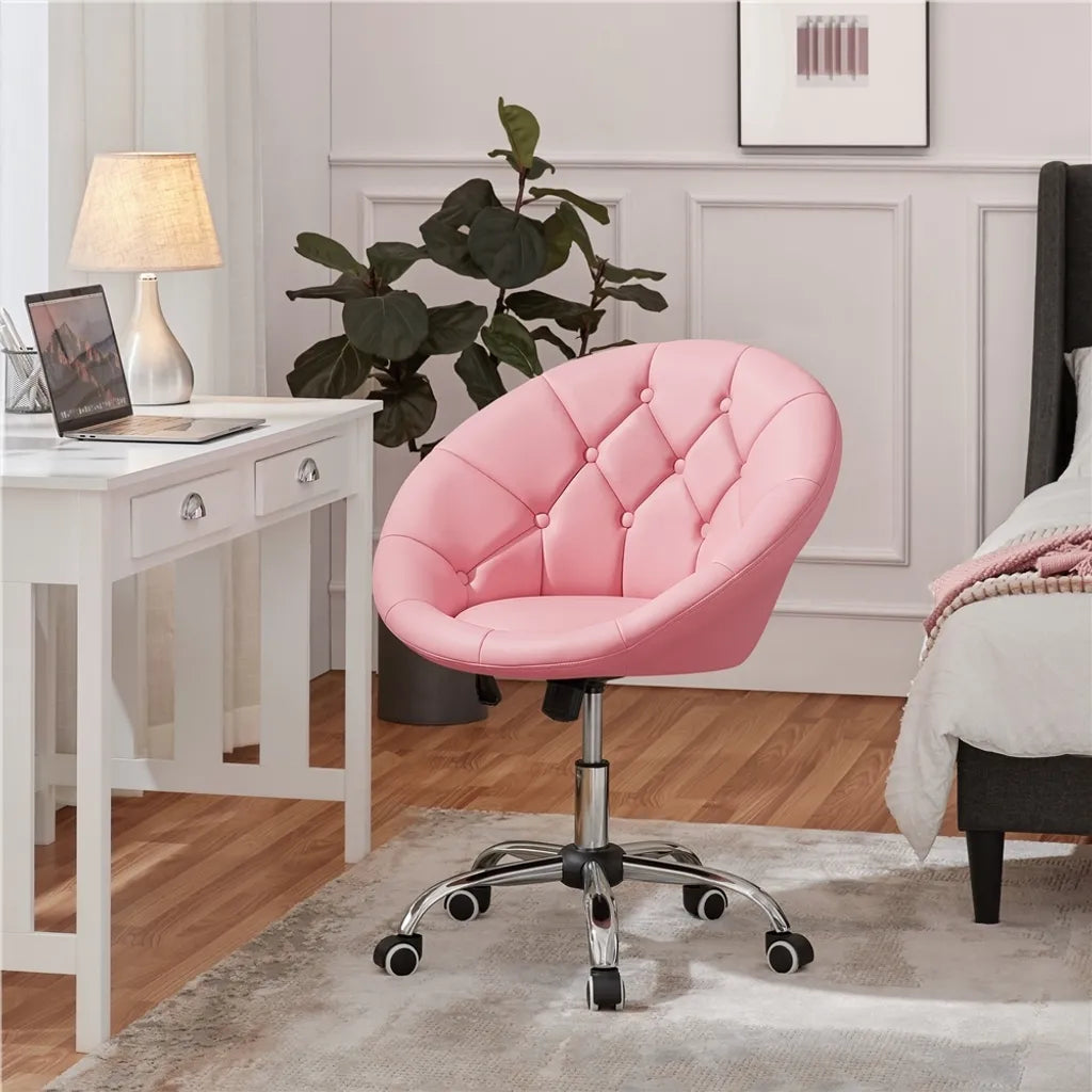 Yaheetech Bureaustoel - Draaibaar - Verstelbaar - 71,5x59x88 cm - Roze