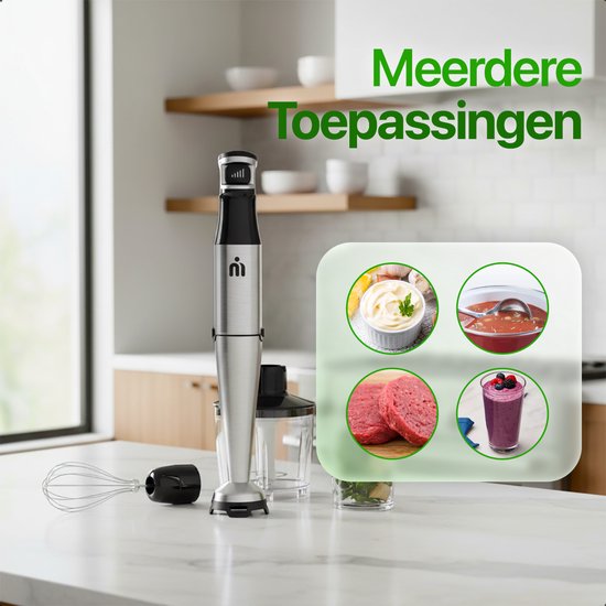 MATTI® - Staafmixer Set 5in1 - Elektrische Staafmixer - Hakmolen - Blender - Melkopschuimer - 1500W