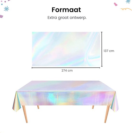Partizzle 2x Plastic Wegwerp Tafelkleed - Unicorn Party Versiering - Zeemeermin Verjaardag - Holografisch Regenboog - 274 x 137 cm