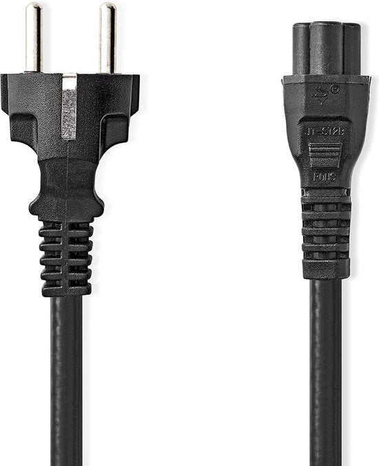 Nedis Stroomkabel - Type F (CEE 7/7) Male - IEC-320-C5 - Recht - Recht - Vernikkeld - 2.00 m - Rond - PVC - Zwart - Label