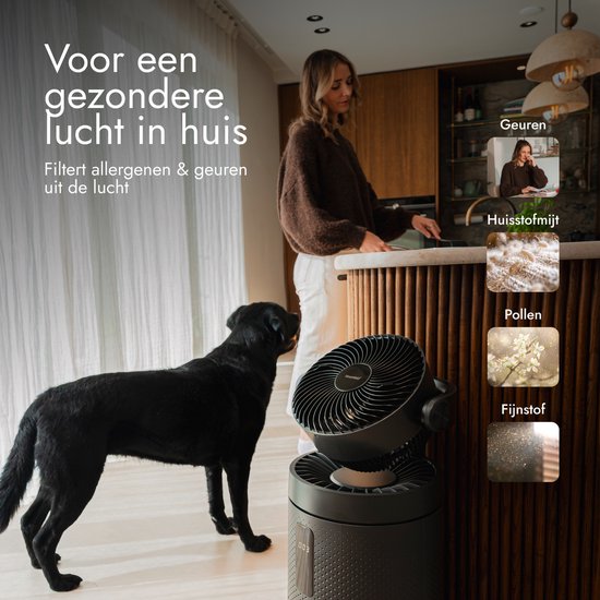 Bloomfold Ventilator en Luchtreiniger Cyclone – H13 HEPA & UVC-licht – 400 m³/h CADR – Air Purifier - Medische Filtratieklasse tegen Pollen & Fijnstof