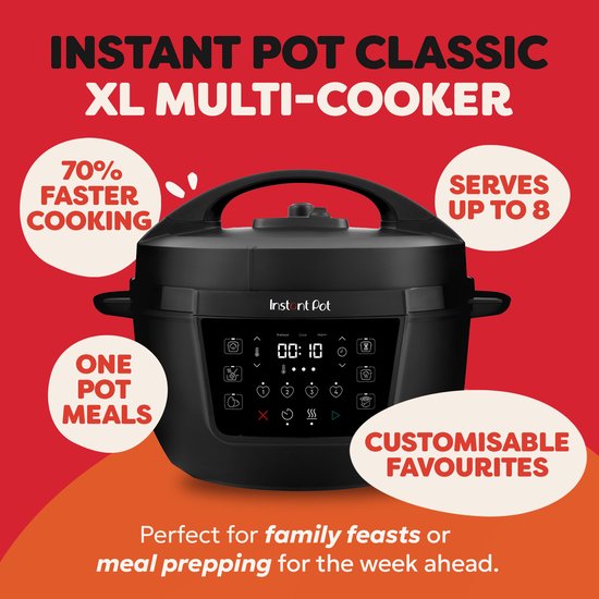 Instant Pot Rio XL 7,1L Multicooker - 7-in-1 Snelkookpan - Slowcooker - Rijstkoker - Stomer - 33% Meer Kookoppervlak - RVS Binnenpan - Tot 80% Energiebesparing