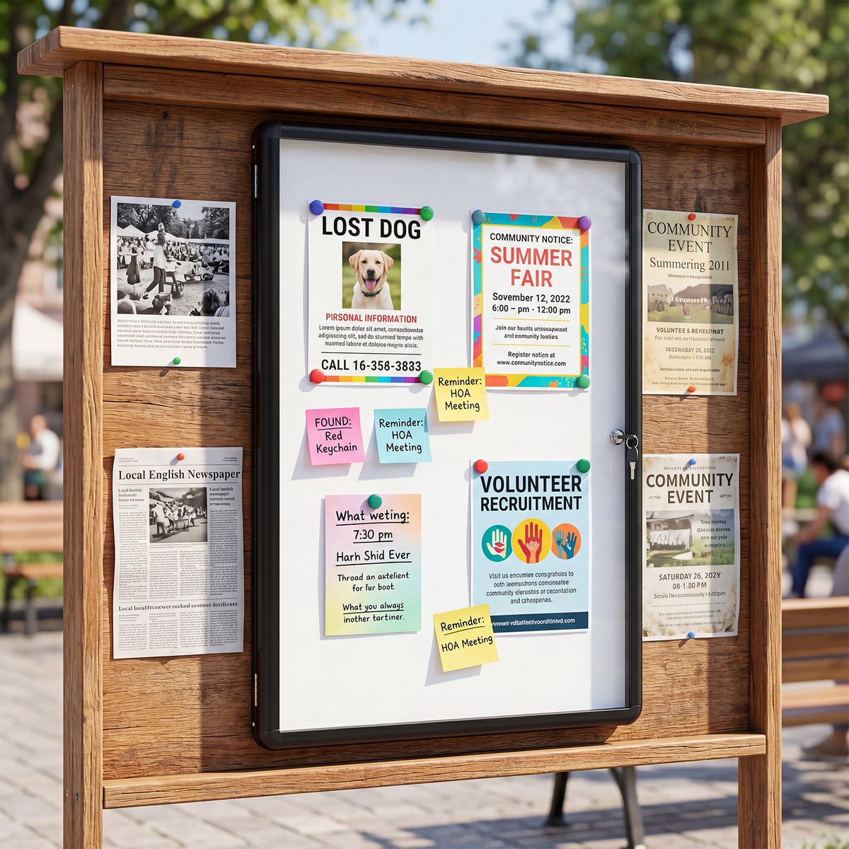 Coast Afsluitbare Vitrine Informatiebord - Magnetische en beschrijfbare achterwand - Maat M - Zwart