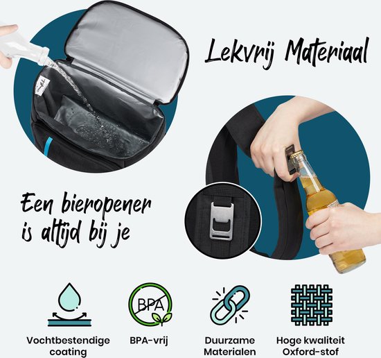 Koeltas Rugzak 20 liter - Compacte Geïsoleerde Koelrugtas - Backpack Lichtgewicht Koelrugzak - Zwart - Sunflake