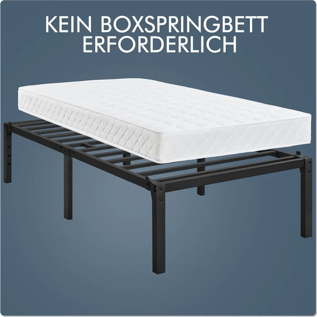 Yaheetech Metalen Bedframe - 90x200 cm - Zwart - Staal - Lattenbodem - Opbergruimte - Stil
