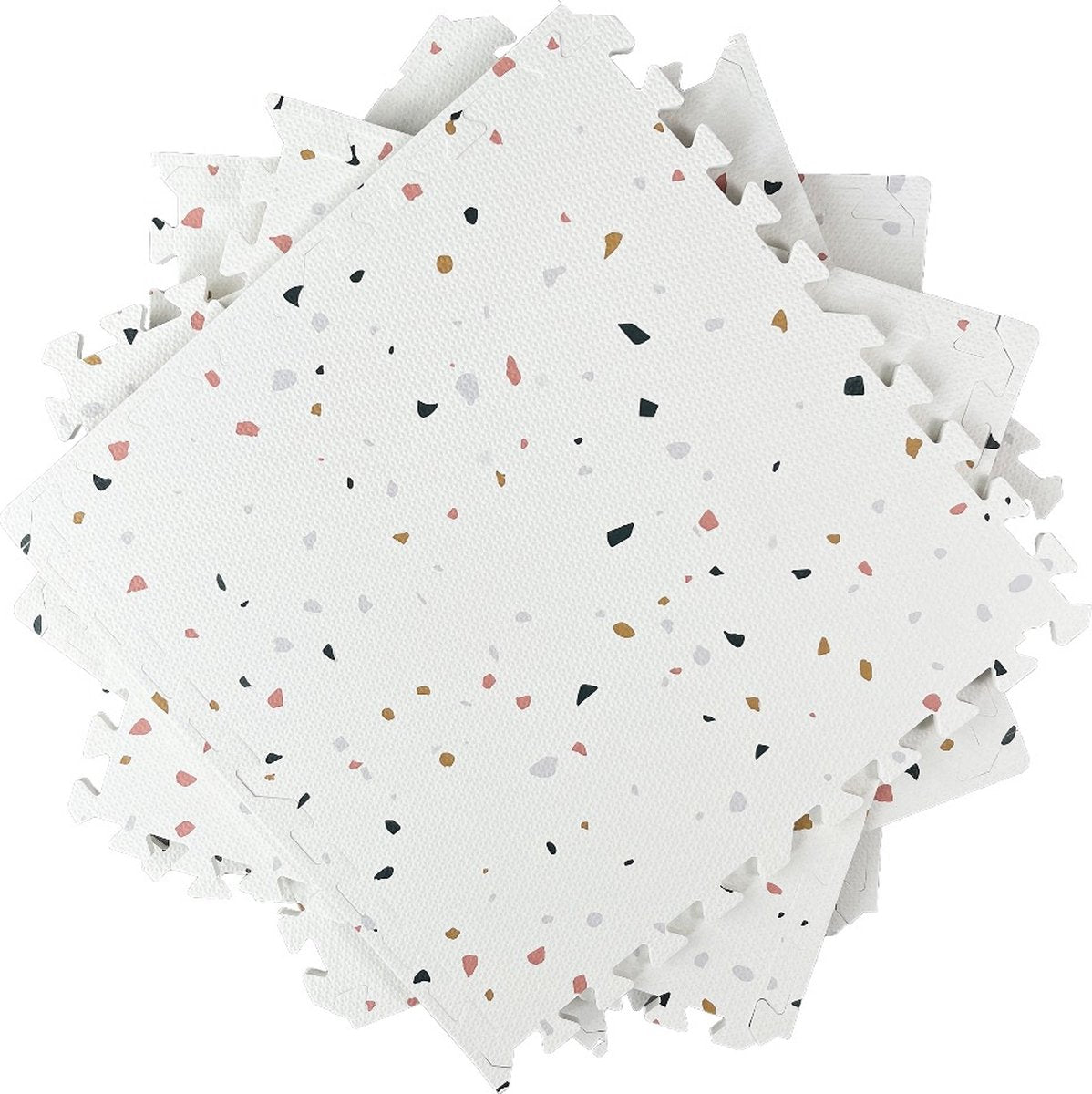 NilaFee Luxe Speelmat voor Baby – Terrazzo Puzzelmat – 180 x 120 x 1,5 cm – Classic Wit
