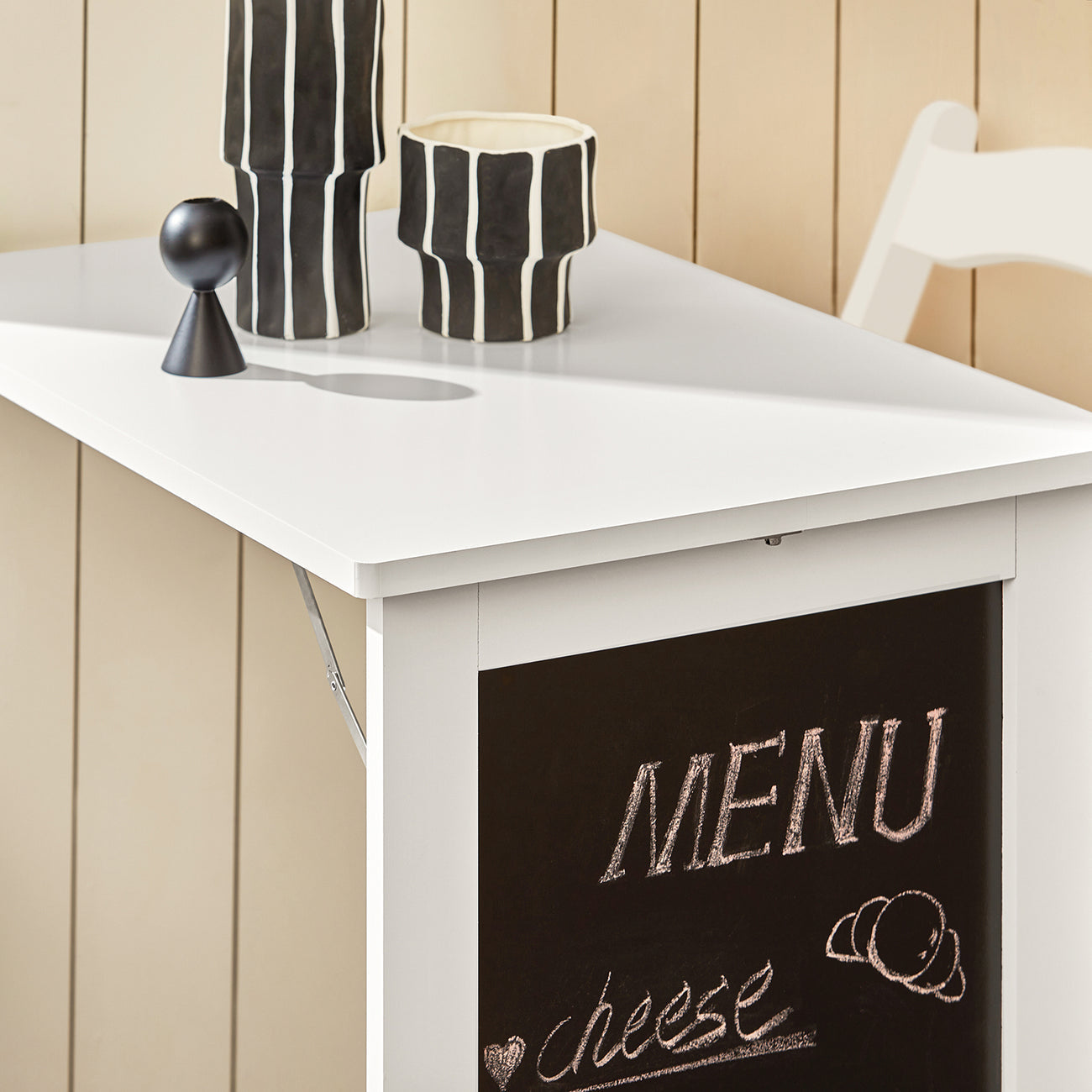 SoBuy FWT03-PF Eettafel inklapbaar met krijtbord- Max. 80 kg - 75 x 50 x 76 cm - Wit