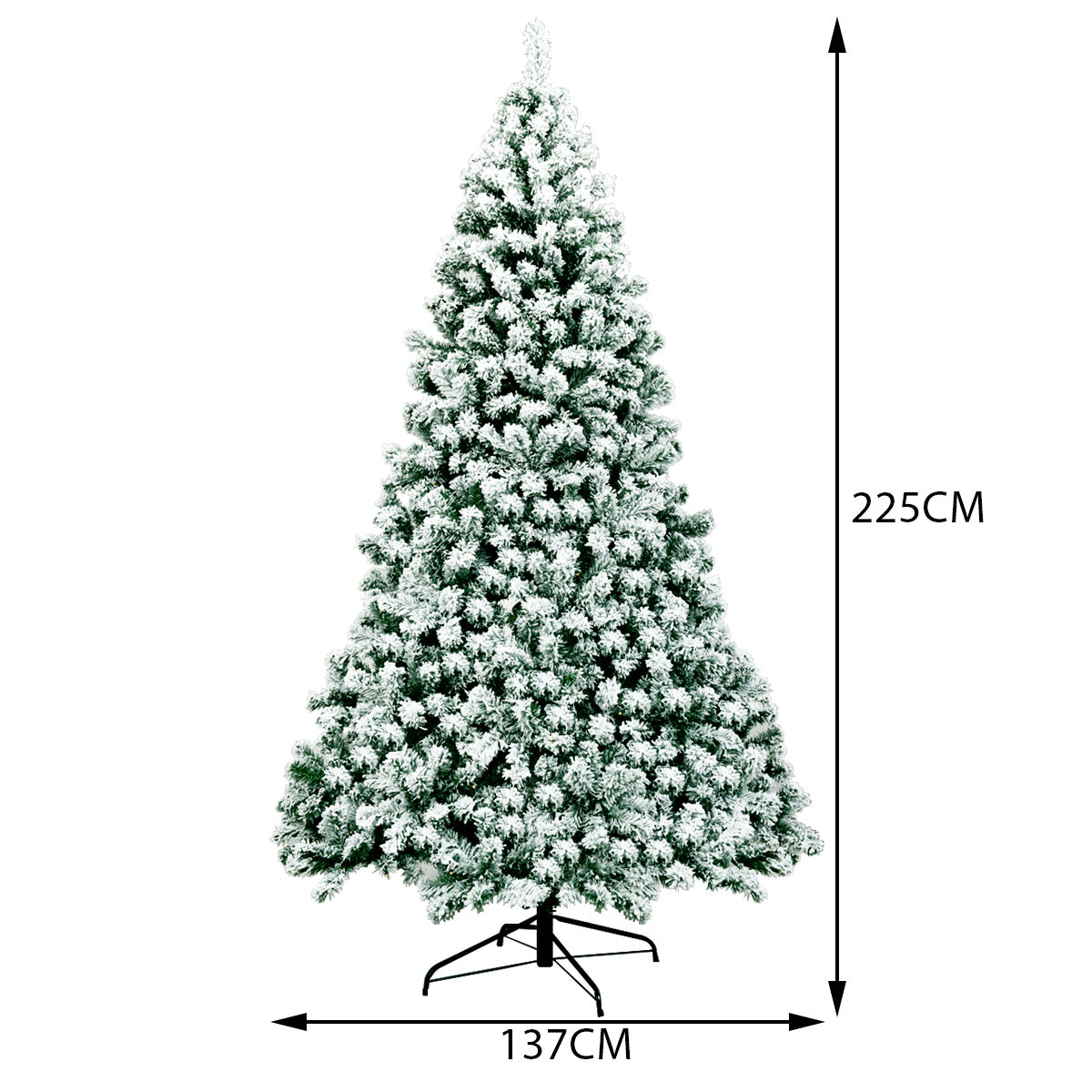 Coast Besneeuwde Kunstkerstboom Wit/Groen – 225 cm – 1346 Takpunten met Metalen Standaard