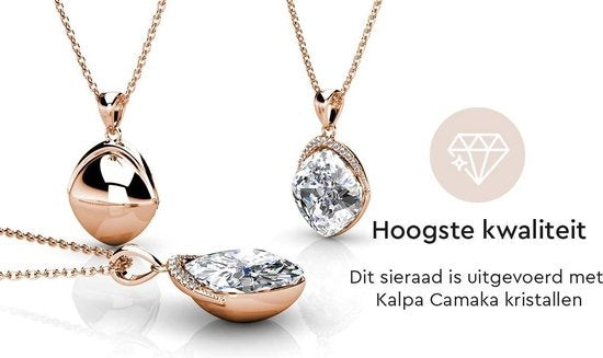 Yolora Dames Ketting met Hanger - Kalpa Camaka Kristal - Rosé kleurig - 18K Roségoud Verguld - Halsketting - Vrouwen Collier Rose Gold - Sieraden - Geschenkdoos - Luxe Giftbox - Cadeau doos - Exclusieve Geschenkverpakking - Mooie Cadeauverpakking