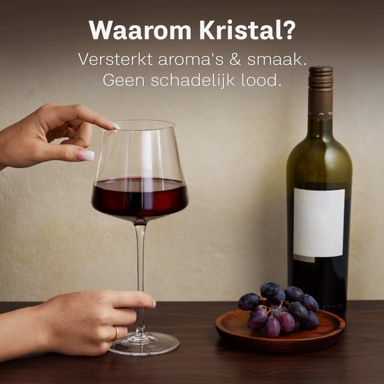 BarDeluxe® Wijnglazen Rode Wijn - Luxe Cadeau - Kristallen Wijnglas 640ml - Rode Wijnglazen Kristal - Handgemaakt - Perfect voor Bar of Diner