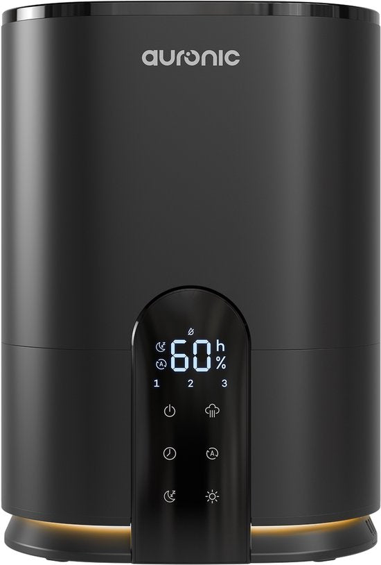 Auronic Luchtbevochtiger - 4 Liter - 40m2 - Geschikt voor Woonkamer, Kantoor, Slaapkamer, Babykamer en Meer - Met Aromatherapie - BPA-Vrij - Zwart