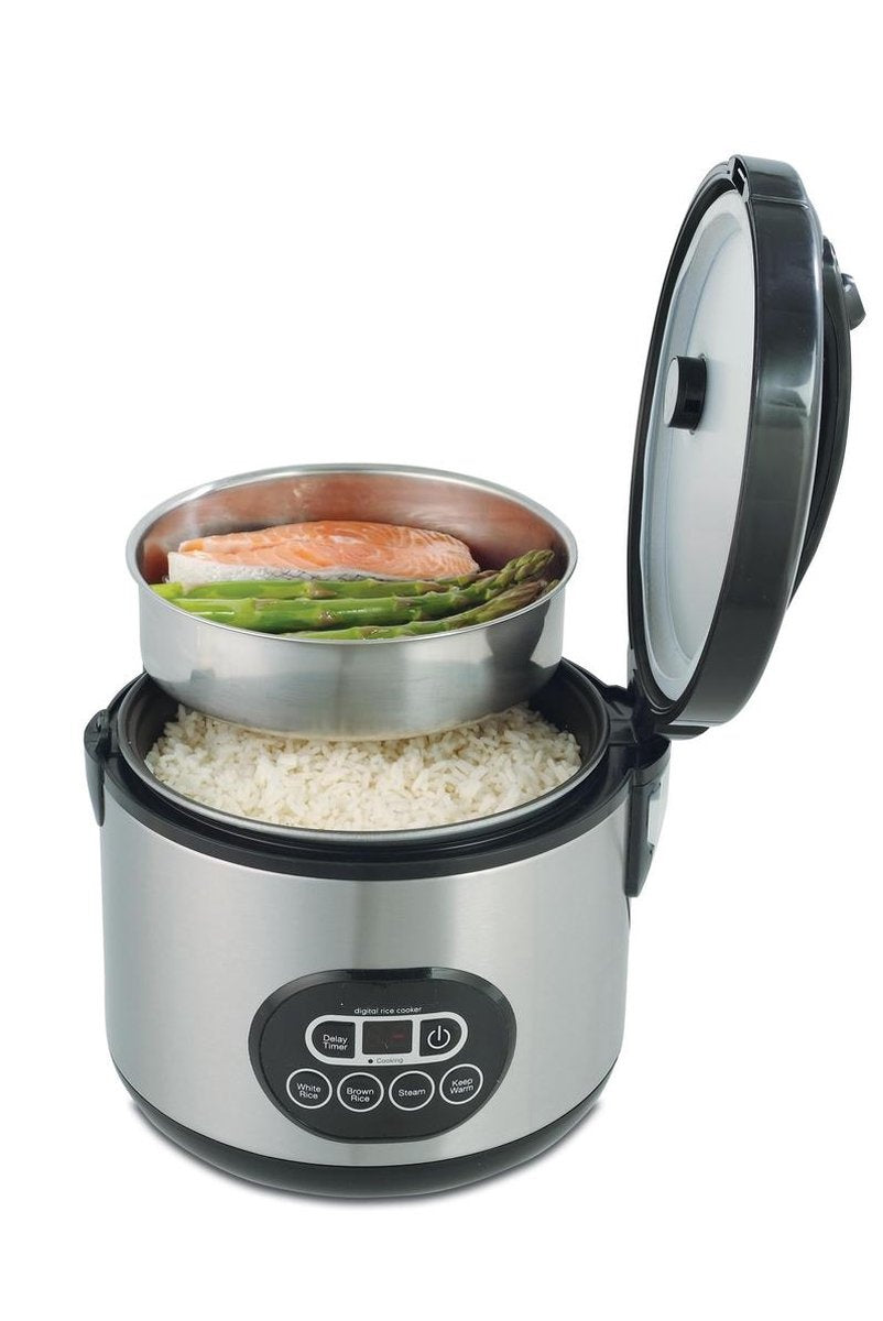 Solis Rice Cooker Duo Programm 817 Rice Cooker met Stomer - Rijstkoker en Stoomkoker - Stoompan - 23 x 23 x 24 cm - Zilver