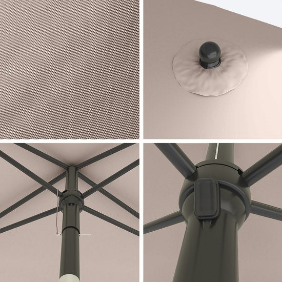 LifeGoods Parasol - Balkonparasol - 200x125cm - 30° Kantelbaar - Waterdicht - met Hoes - Taupe