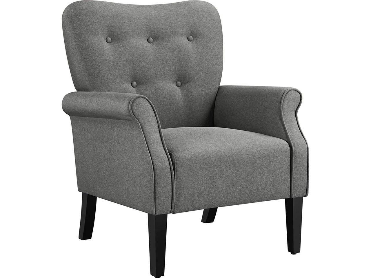 Relaxfauteuil 611622 - 74 x 72 x 94 cm - Donkergrijs - Houten Poten