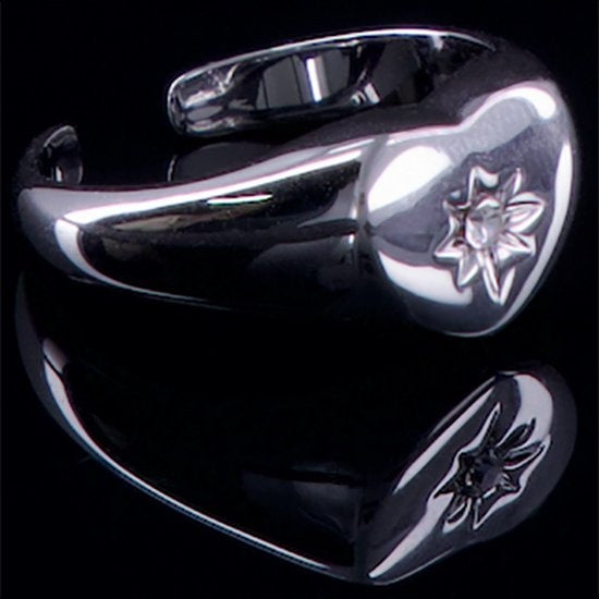 Laura Ferini Verstelbare Dames Ring Lana Zilver - Zegelring met Hartje en Zirkonia Kristal - Zilverkleurig Vrouwen Sieraad - Waterproof Roestvrij Staal - RVS Sieraden - Accessoires