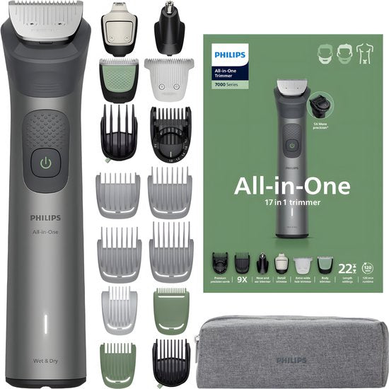 Philips Multigroom Series 7000 – Baard- & bodytrimmer – 17-in-1 – BeardSense-technologie – 0,2 mm precisie