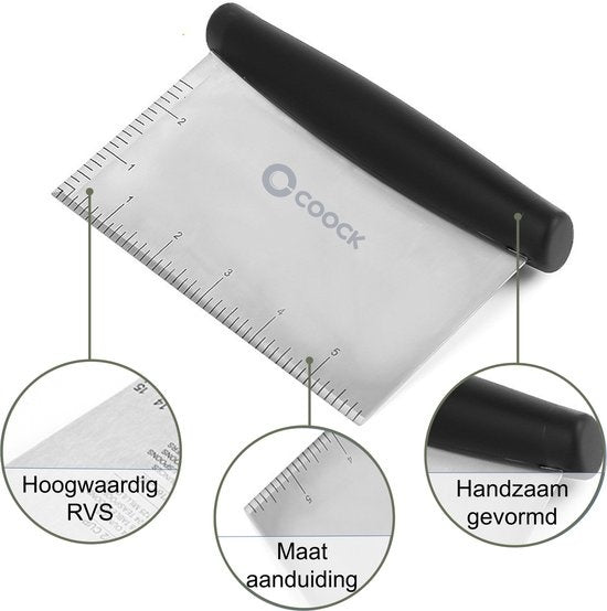 COOCK - Ergonomische Deegsteker RVS - Deegschraper - Pizza mes - Groentesnijder - Cake & Taart Schraper