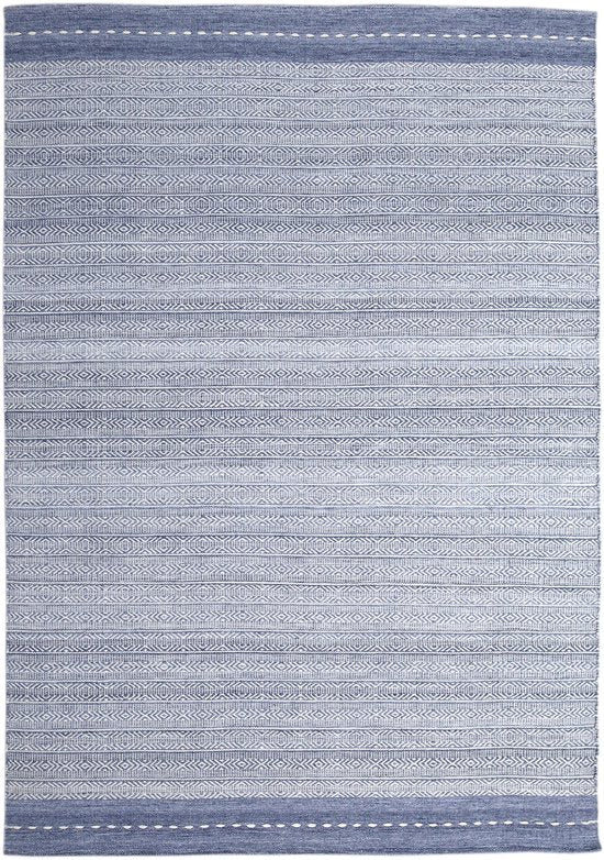 AXI Rhodos Buitenkleed – Rechthoekig – 200 x 290 cm – Blauw – Geometrisch patroon - Buitenkleed – Buitentapijt – Weer- en UV-bestendig – Plat geweven – Tuintapijt – Voor binnen en buiten - Handgeweven
