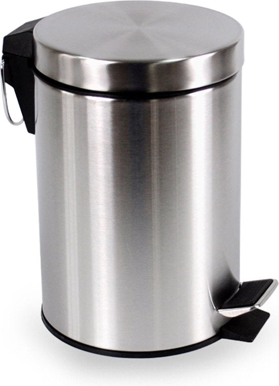 BRASQ Pedaalemmer 12 Liter - RVS - PB112 - Prullenbak met uitneembare Pedaalemmer - Prullenbak - Vuilnisbak - Vuilbak - Afvalbak - Badkamer of toilet