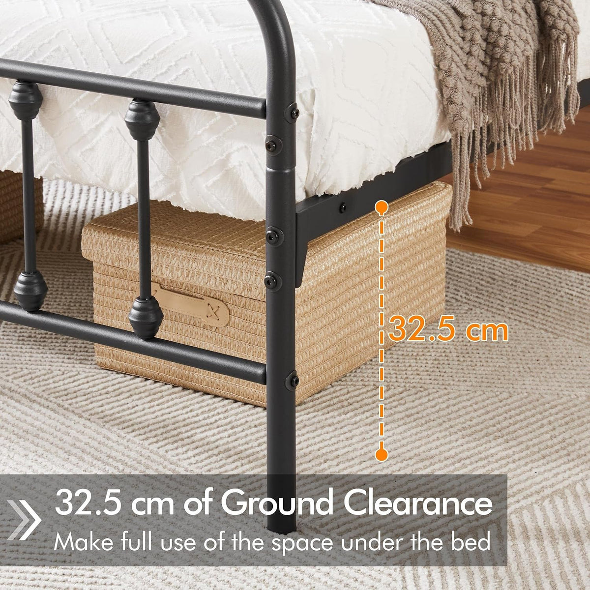 Yaheetech Metalen Bedframe - Klassiek Design - Met Lattenbodem - Draagvermogen 272 kg